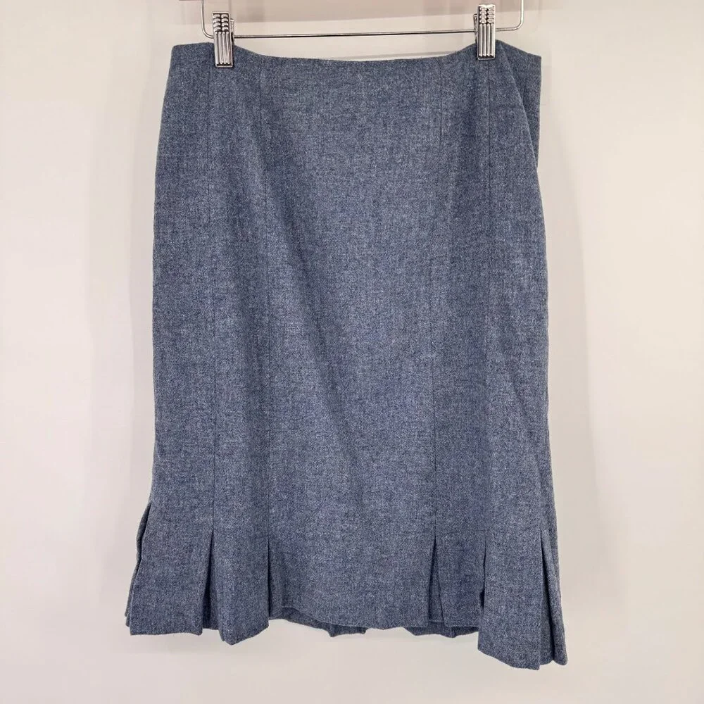 Talbots Womens Blue Wool Skirt Pleated Size 6 lined knee length